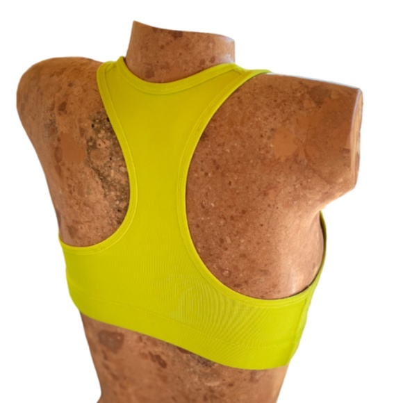 Pro Dri-Fit Womens Neon Yellow Center Swoosh Racerback Sports Bra - Picture 3 of 4